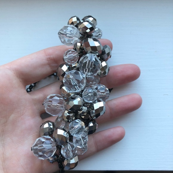 Gunmetal & silver baubles bib necklace - Picture 5 of 6